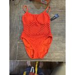 Carmen Marc Valvo Women's Crochet One-Piece Swimsuit Size 8 Persimmon Photo 2