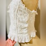 Urban Outfitters  White Eyelet Milkmaid Babydoll Cropped Ruched Tank Sz M Cottage Photo 6