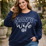 Soffe  Navy Blue “Navy Wife” Graphic Pullover Sweatshirt 2XL Photo 0