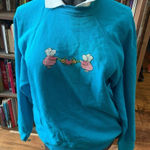 Tultex Vintage Sweats Appeal  cross-stitch Dutch doll blue collared L sweatshirt Photo 0