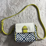 Spartina 449 Crossbody Bag Navy White Geometric Print With Lime Green Accents Ad Photo 0