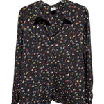 CAbi Ferris Confetti Black Button Up Shirt Blouse Long Sleeve Womens Large Photo 0