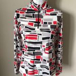 Ibkul Womens Long Sleeve Abstract Print Colorful Golf Sun Protection Size Small Red Photo 2