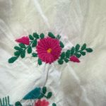 Vintage Mexican Embroidered Floral Dress – White Boho Peasant Midi Festival Size M Photo 5