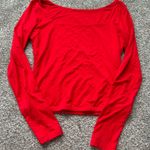 red long sleeve square neck top Photo 0
