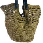 Banana Republic  Paper Straw Shopper Tan Black Strap Vegan Beach Tote Bag OS Photo 3