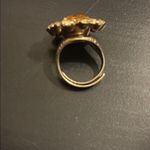 Sparkly Vintage Pink Rhinestone Floral Ring Orange Photo 2