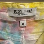 Judy Blue  Tie Dye Rainbow Shorts Small Stretch Denim Raw Hem Fray Size XL Photo 4