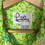 Lilly Pulitzer Vintage Green & Yellow Floral Butterfly Button Down Shirt Dress M Photo 3