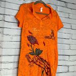 MC2 USA Orange Graphic Tee Sz L Beaded Roses Skeleton Birds Festival Top Gothic Size L Photo 1