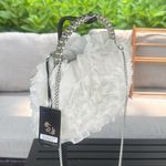 Sincerely Jules, silver rhinestone and white ruffled satchel Photo 2