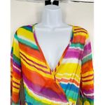 Corrida Women's Rainbow Striped Balloon Sleeve Wrap Maxi Dress Multi Photo 4
