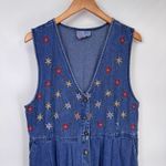 Jane Ashley Vintage  Button Front Denim Jumper Dress Womens Large Blue Cotton Photo 1