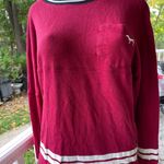 PINK - Victoria's Secret Victoria’s Secret PINK Crimson Red Varsity Crew French Terry Pullover Sweatshirt Photo 2