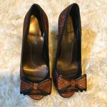 Rose Petals Copper Bling glitter Bow Heels with leather Trim Size undefined Photo 1
