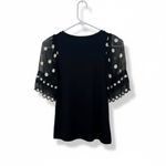 Rebecca Taylor  Black‎ and White Dot-Embroidered Jersey Short-Sleeve Shirt SZ: S Photo 2