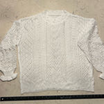 None White Eyelet Crochet Knit Sweater - Boho Chic Photo 0
