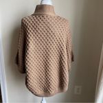 Banana Republic 100% Cotton Knit Waffle Poncho Mock Neck Gold Buckle Photo 2