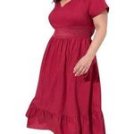 Torrid Plus Size 2X Poplin Sheer Waist Midi Dress Cherries Jubilee Pockets Photo 0