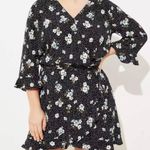 Loft Polka Dot Floral Wrap Romper Dress Photo 0