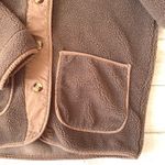 H&M  Womens M Brown Fleece Sweater Coat Button Hooded Jacket Faux Sherpa Medium Photo 1