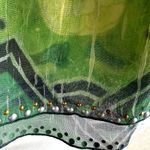 Pin Up Stars Coverup Italy Sheer Floral Top Rhinestone Quarter Sleeve Green M Size M Photo 1