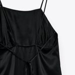 ZARA  MIDI SLIP SATIN DRESS Straight Neck w/ Spaghetti Straps Black Size S NEW Photo 12