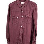 Ba&sh Bridget Lady Shirt Prune Button-Up Pearl Snap Western Cotton Shirt US 6 Photo 0