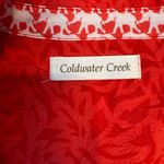 Coldwater Creek  Dark Coral Botanical Print 3/4 Sleeve Button Down Top Q3 Photo 1