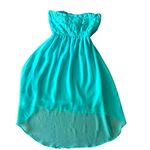 Strapless High Low Dress,‎ Aqua Blue Lace, Chiffon Party Cocktail Summer Photo 8