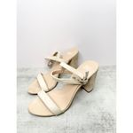 BP Sandals Womens Size 6.5 Light tan Ankle Strap Leather Open Toe Block Heel Photo 5