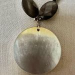 Gray Shell Beaded Monogram Pendant Necklace with Toggle Clasp Photo 7