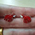 Red Enamel Elephant Earrings Alabama Crimson New Photo 1