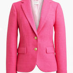 J.Crew  Hot Pink Schoolboy Tweed Blazer Gold Crest Buttons Size 8 NEW $218 Photo 0