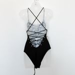 Maaji  Womens Swimsuit Sz M Black White‎ Reversible One Piece Cow Print Western Photo 9