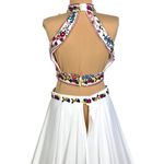 Custom 2PC Set Pageant Floral Embroidered Halter Top White Shorts Chiffon Skirt Size 6 Photo 8