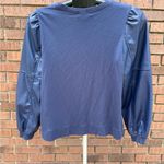 Generation Love  Finley Faux Leather Sleeve Sweatshirt Navy Blue Size Small NWOT Photo 3