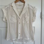 MOTHER The Line Your Pockets Top Blouse Button Down Collar Size S White cream Photo 4