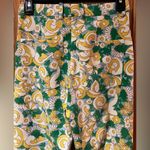 ZARA Green & Yellow Floral Abstract Print High Waist Stretch Cropped Pants XS Photo 11