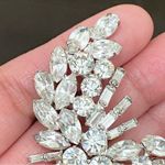 Vintage Unsigned Clear Rhinestones Pave Silver Photo 10