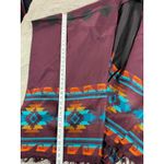New Women's Southwest Geometric Pattern Tassel Scarf Wrap Burgundy Black Purple Photo 3