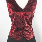 Vintage 1990s Red Black Faux Vest Jumpsuit with Blazer Leopard Animal Print Size 14 Photo 3