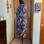 Anne cole blue floral print tunic cover up bell sleeves keyhole opening XS/S Photo 3