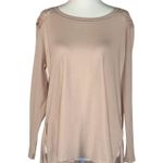 DKNY Jeans Size S Womens Top Lace Back Beige Long Sleeve Tan Photo 2