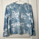 Old Navy EUC Old‎ Navy women’s tie dyed pattern blue white cropped long sleeve tshirt M Photo 0