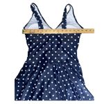 Yonique Navy Blue/White Polka Dot Swim Dress, Large Blue Photo 4