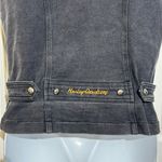 Harley Davidson  Vintage Women Black Denim Vest size S Photo 3