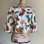 ZARA  White Sequined Fruit Bell Sleeve Crop Top Photo 0