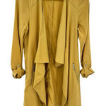 Eliane Rose Mustard Yellow Duster Size Small Zipper Pocket Roll Tab Sleeve‎ Gold Photo 0