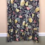 J.Jill  Women’s Summer Fruit Leaf Print Flounced Hem Double V-Neck Knit Dress Photo 2